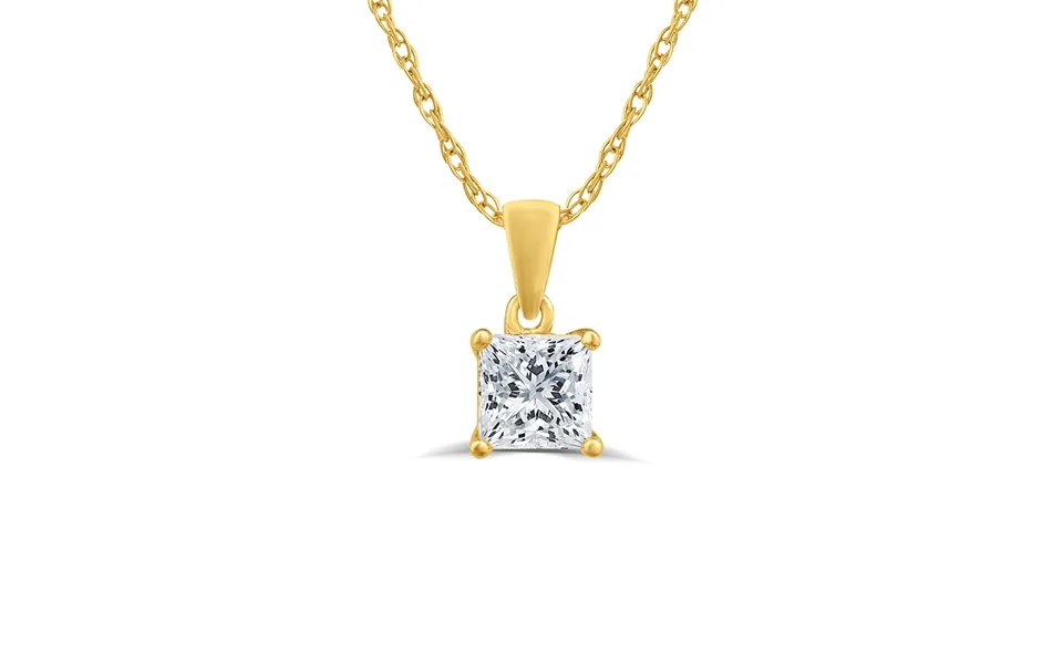 Lab Grown Princess Cut Yellow Gold Gh Si Solitaire Diamond Necklace 1 2 - 3 Ct