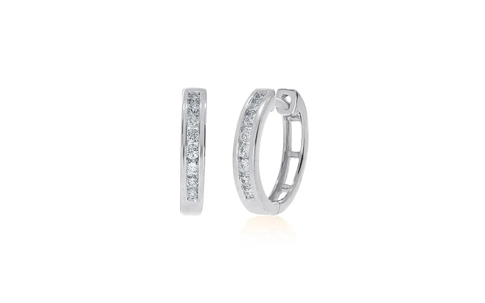Lab Grown White Gold Channel Set Diamond Huggie Earrings 1 4 - 1 2 Ct