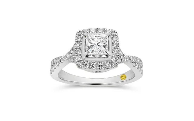 Lab Made Princess Cut Halo Diamond Engagement Ring 18k White Gold 1 Ct product image