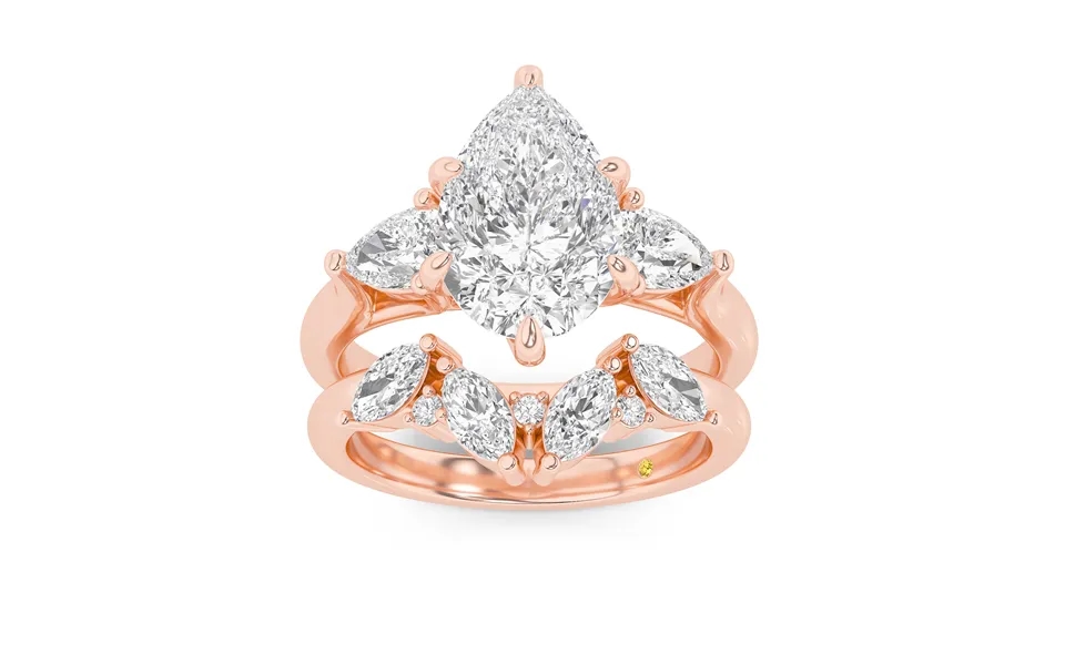 Lumina Lab Grown Pear Shaped Diamond Engagement Ring With The Annabella Wedding Band 14k Rose Gold 2 5 8 Ct