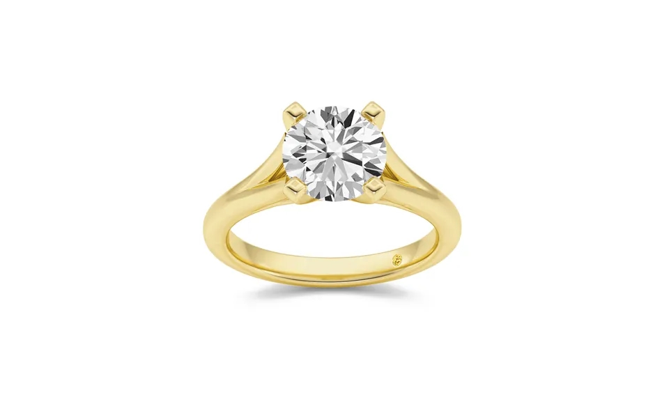 Luxen Split Shank Round Lab Grown Diamond Solitaire Ring 14k Yellow Gold 1 1 2 Ct