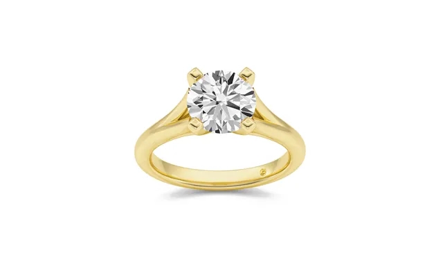 Luxen Split Shank Round Lab Grown Diamond Solitaire Ring 14k Yellow Gold 1 1 2 Ct product image