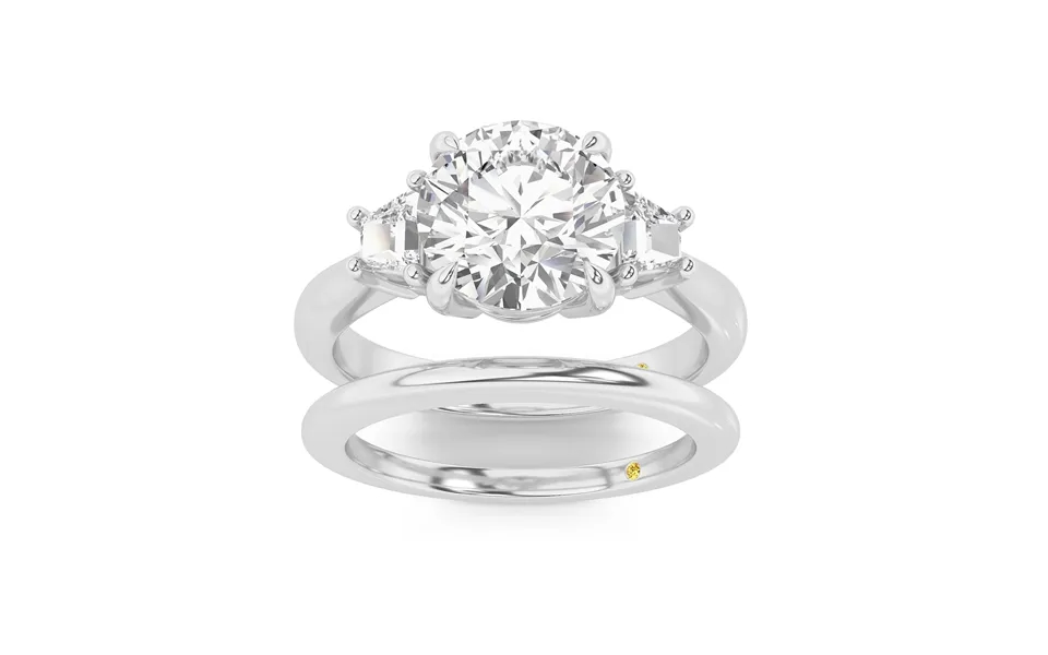Nova Lab Grown Round Diamond Engagement Ring With The Sage Wedding Band 18k White Gold 3 1 3 Ct