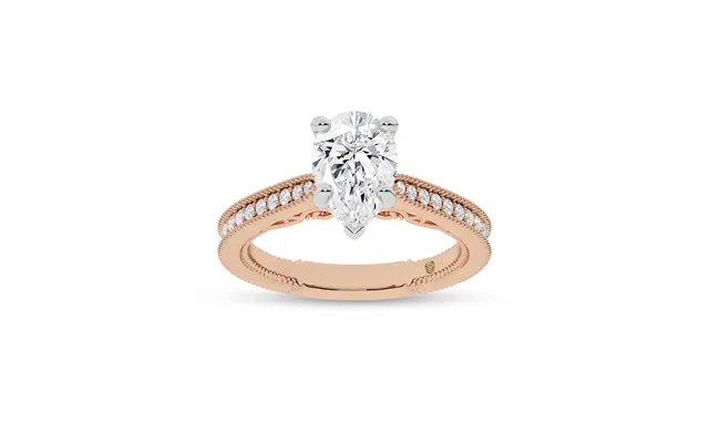 Oslo Vintage Inspired Hidden Accent Pear Shape Lab Grown Diamond Engagement Ring 18k Rose Gold 2 1 3 Ct product image