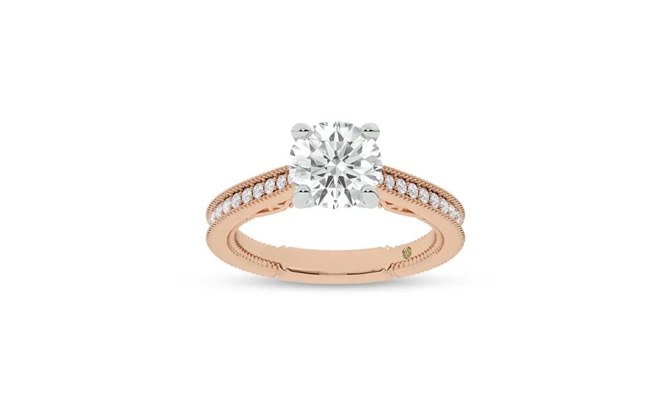 Oslo Vintage Inspired Hidden Accent Round Lab Grown Diamond Engagement Ring 14k Rose Gold 1 3 4 Ct