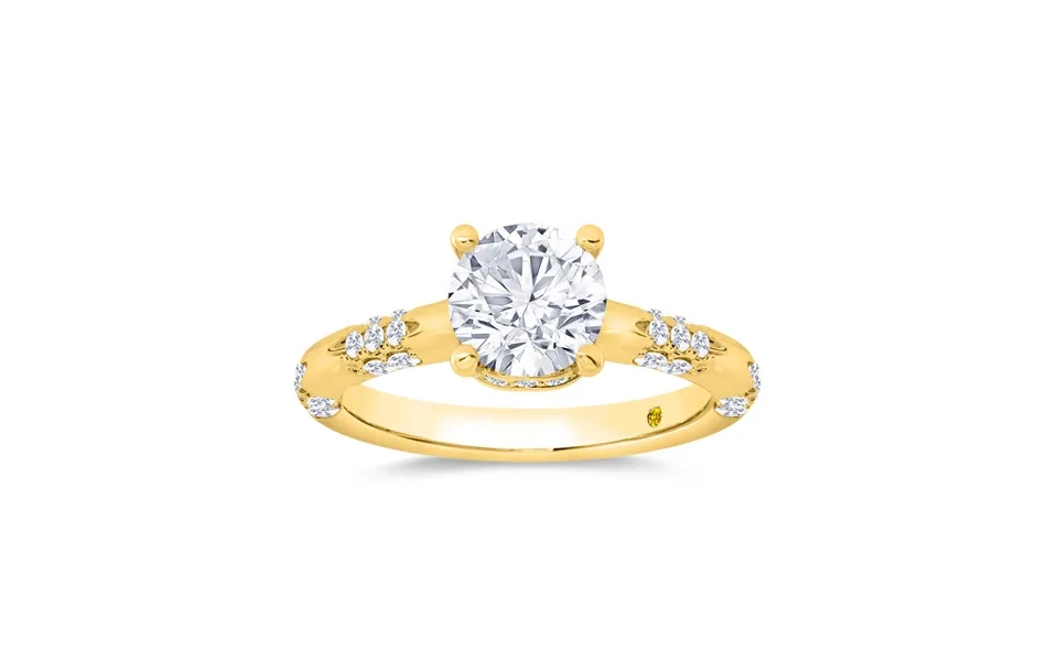 Quell Petite Hidden Halo Round Lab Grown Diamond Engagement Ring 18k Yellow Gold 2 1 2 Ct