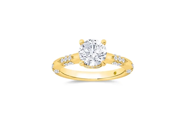 Quell Petite Hidden Halo Round Lab Grown Diamond Engagement Ring 18k Yellow Gold 2 1 2 Ct product image