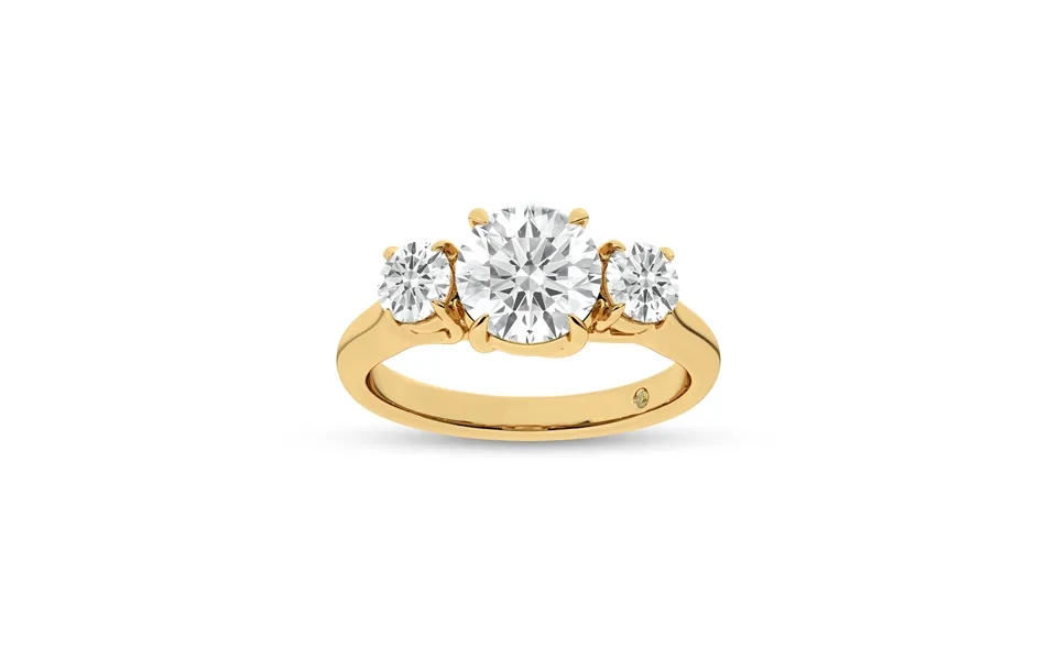 Quintessential Three Stone Round Lab Grown Diamond Engagement Ring 18k Yellow Gold 2 3 4 Ct