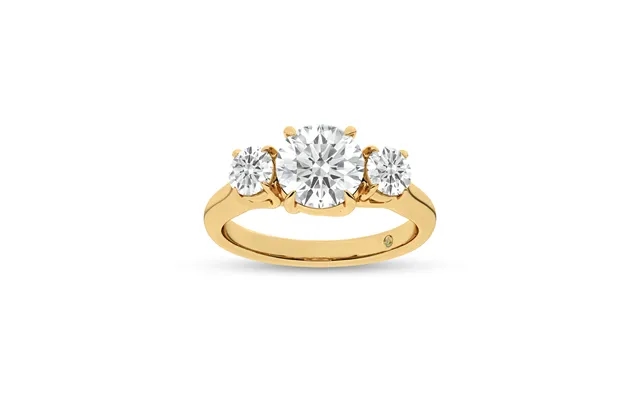 Quintessential Three Stone Round Lab Grown Diamond Engagement Ring 18k Yellow Gold 2 3 4 Ct product image