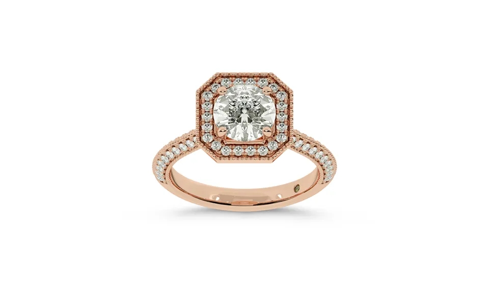 Shyne Octagonal Halo Round Lab Grown Diamond Engagement Ring 14k Rose Gold 2 Ct