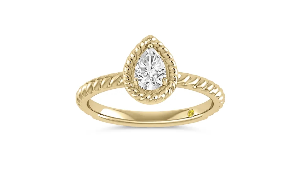 Soleil Lab Grown Pear Shaped Solitiare Diamond Ring 10k Yellow Gold 2 Ct