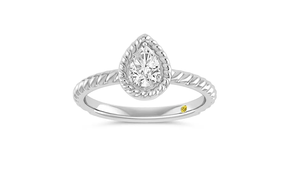Soleil Lab Grown Pear Shaped Solitiare Diamond Ring 14k White Gold 1 Ct