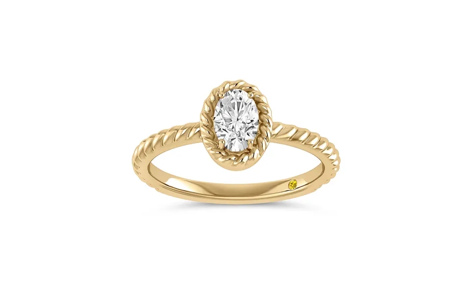 Soleil Yellow Gold Lab Grown Solitiare Oval Shaped Diamond Ring 1 2 - 3 Ct