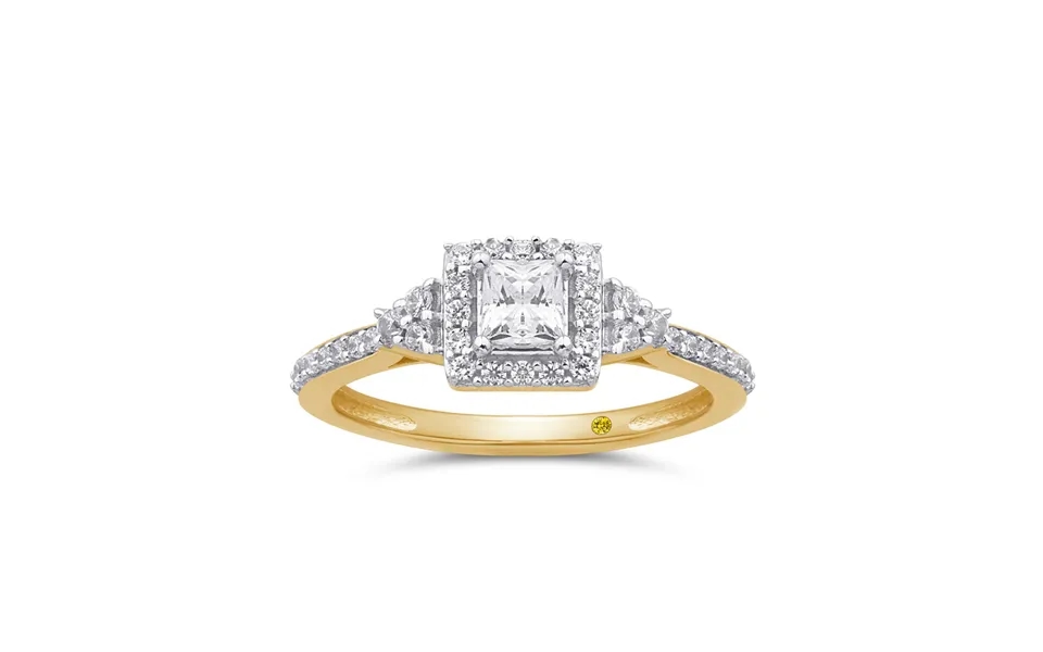 Trinity Halo Lab Grown Princess Cut Diamond Engagement Ring 14k Yellow Gold 3 4 Ct