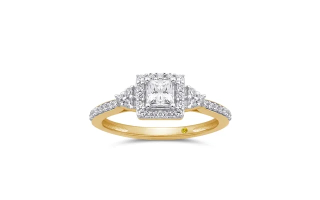 Trinity Halo Lab Grown Princess Cut Diamond Engagement Ring 14k Yellow Gold 3 4 Ct product image