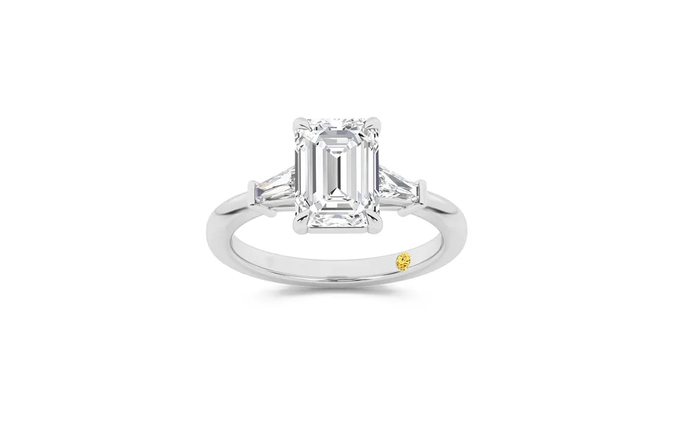 Valentina Tapered Baguette Lab Grown Three Stone Emerald Cut Diamond Engagement Ring 18k White Gold 3 1 3 Ct