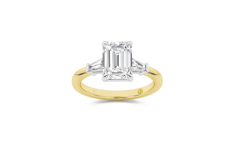 Valentina Tapered Baguette Lab Grown Three Stone Emerald Cut Diamond Engagement Ring 18k Yellow Gold 1 3 4 Ct