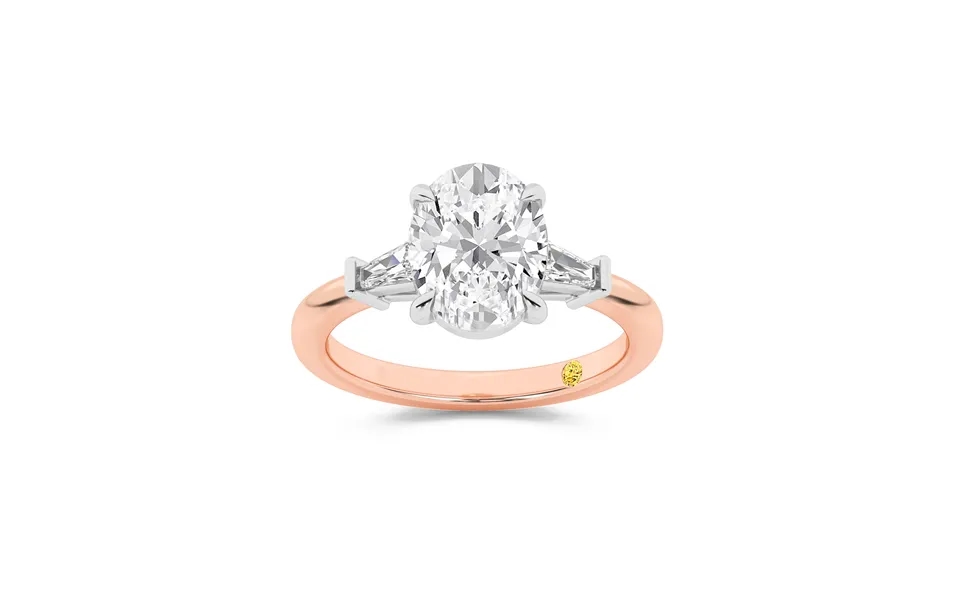 Valentina Tapered Baguette Lab Grown Three Stone Oval Shaped Diamond Engagement Ring 10k Rose Gold 2 1 3 Ct