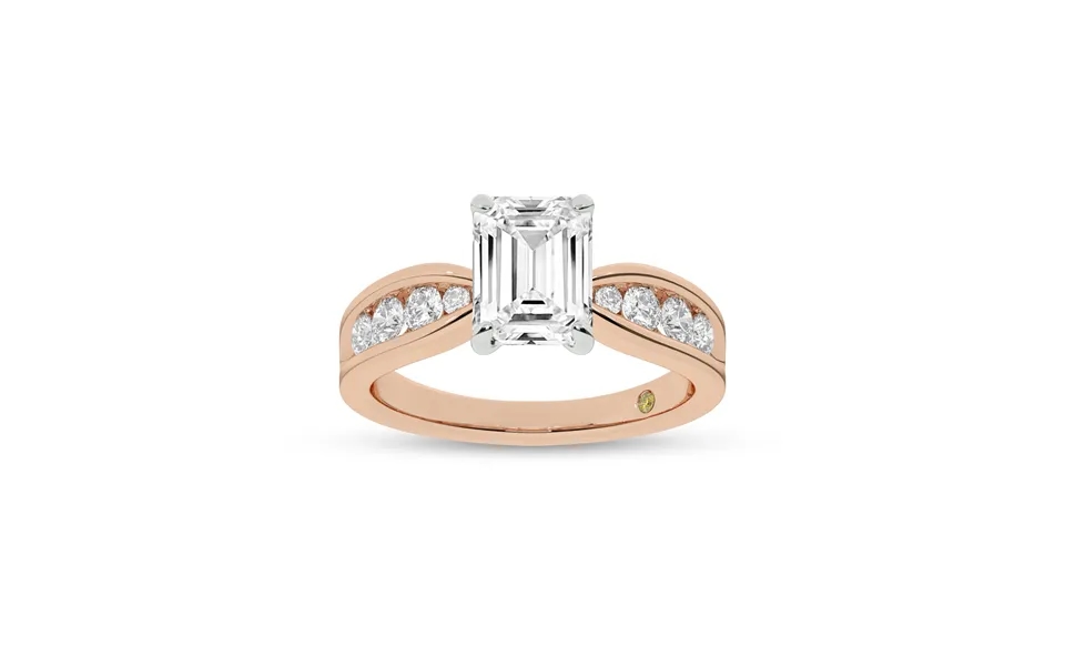 Verve Channel Set Bow Tied Shaped Emerald Cut Lab Diamond Engagement Ring 14k Rose Gold 2 1 2 Ct