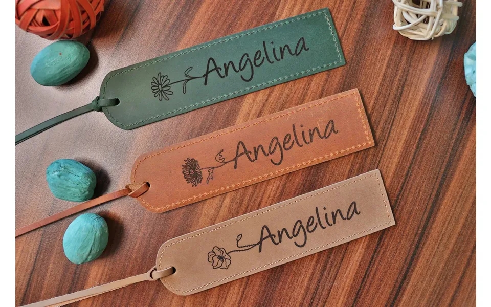Birth Month Flower Leather Bookmark - Real Leather