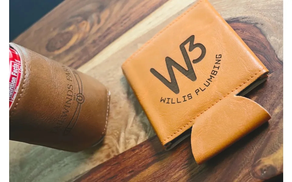 Business Logo Leather Koozies - Custom Koozies