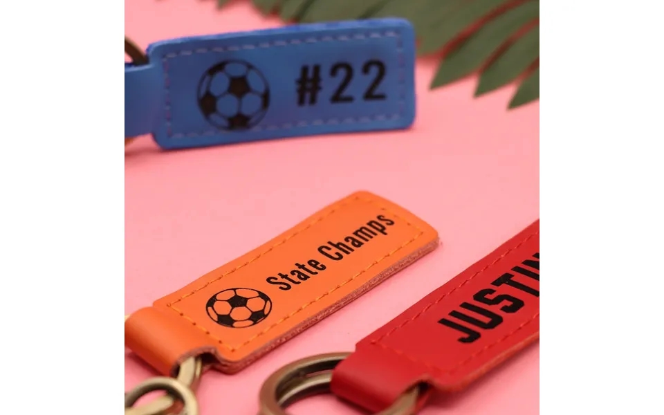Colorful Leather Soccer Keychain - Real Leather