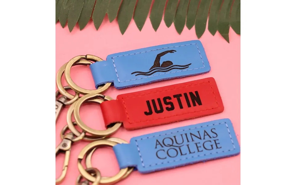 Colorful Leather Swimming Keychain - Real Leather