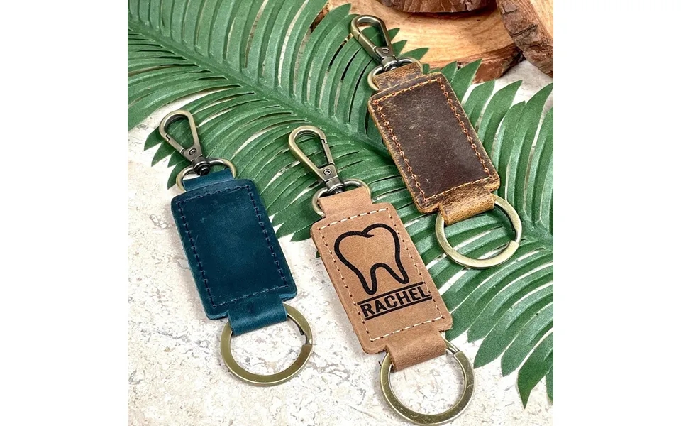 Dentist Leather Keychain With Heavy Duty Ring & Clasp - Dental Office Workers Gift , Real Leather, Same Day Shipping, Fr