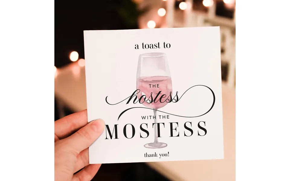 Hostess Thank You Card Blush Pink Champagne Glass Card