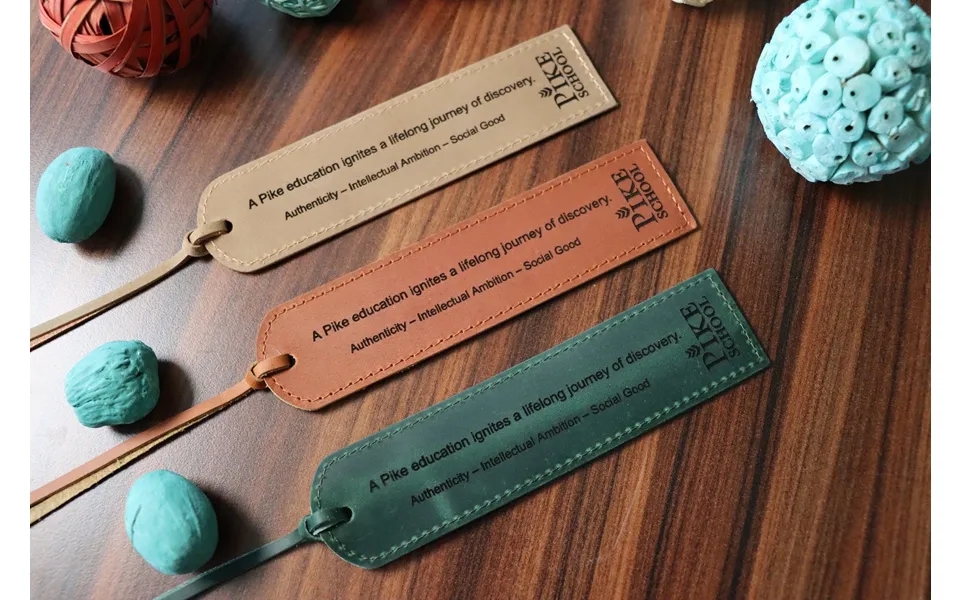 Leather Bookmark With School Logo - Real Leather
