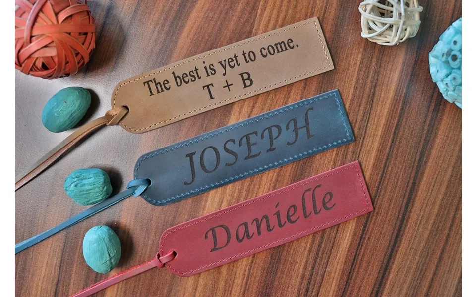 Leather Bookmarks - Blue Color , Real Leather, Same Day Shipping, Free Shipping Us