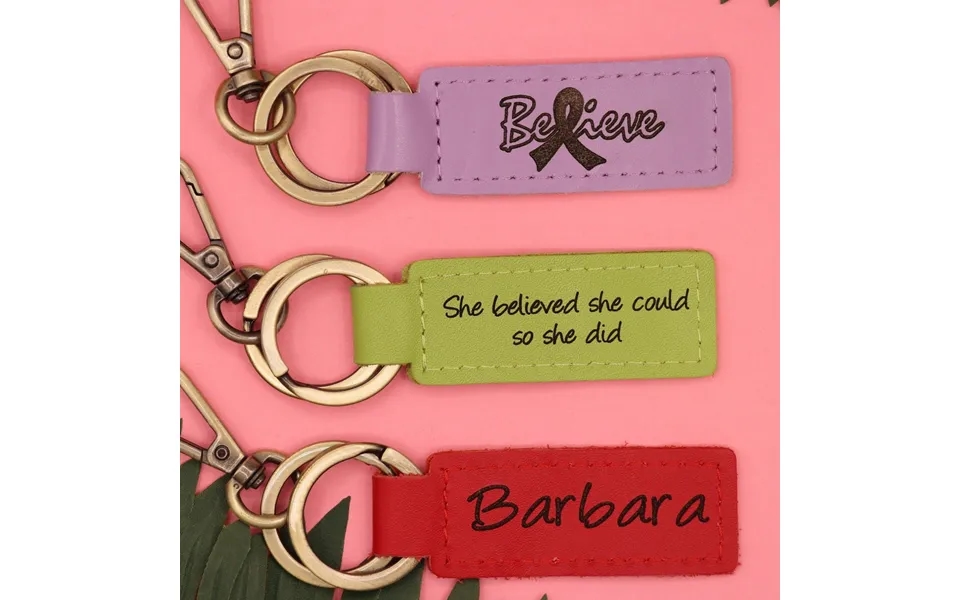 Leather Breast Cancer Pink Ribbon Keychain - Real Leather
