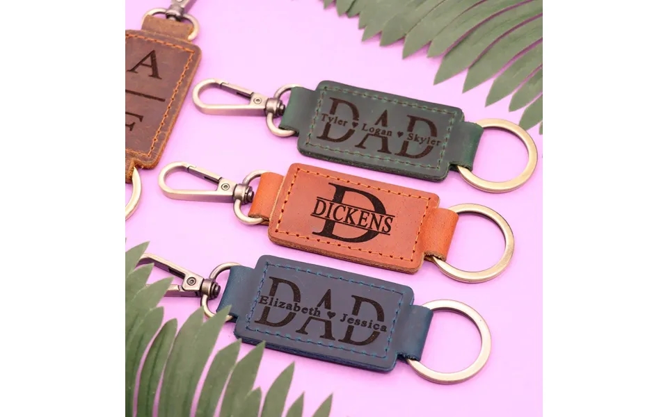 Leather Dad Keychain With Heavy Duty Ring And Clasp - Real Leather