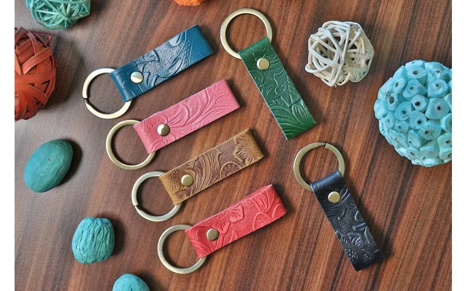 Leather Flower Keychain - Real Leather