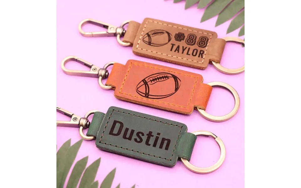 Leather Football Keychain With Heavy Duty Ring And Clasp - Real Leather