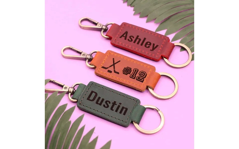 Leather Ice Hockey Keychain With Heavy Duty Ring And Clasp - Real Leather