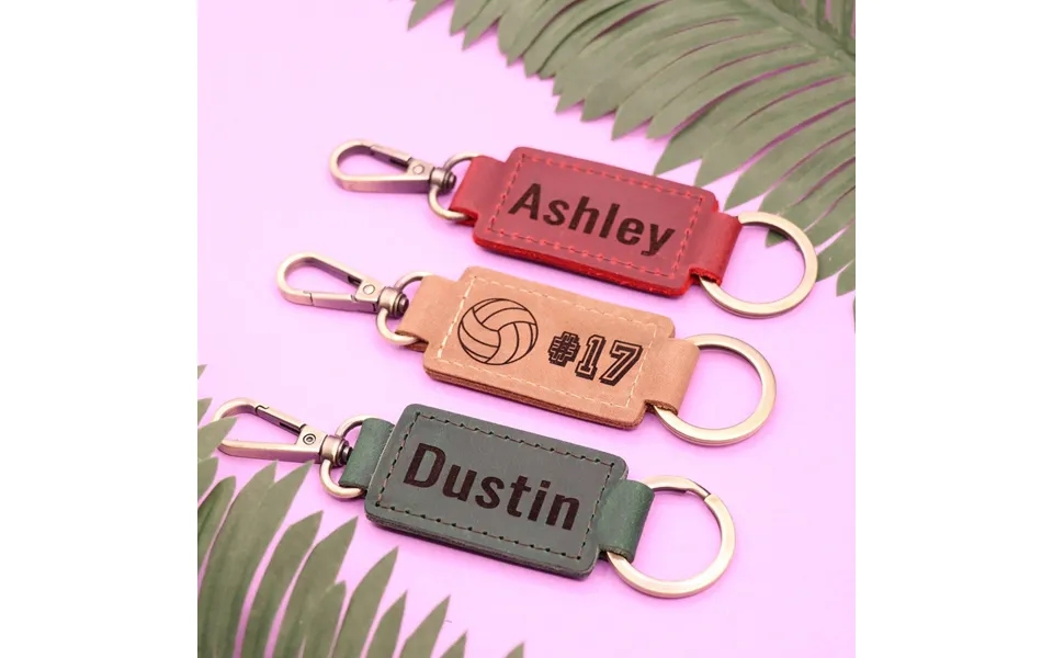 Leather Volleyball Keychain With Heavy Duty Ring And Clasp - Real Leather