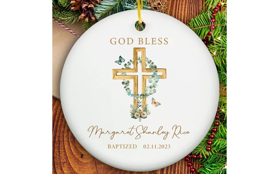 Personalized God Bless Baptism Christmas Ornaments - Ceramic