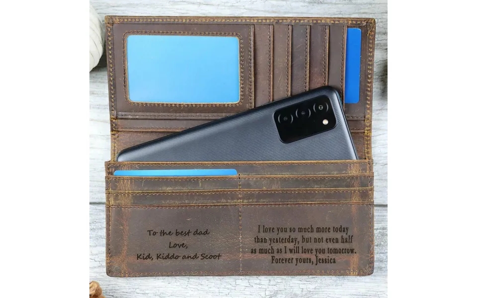 Personalized Men's Long Leather Wallet - Real Leather