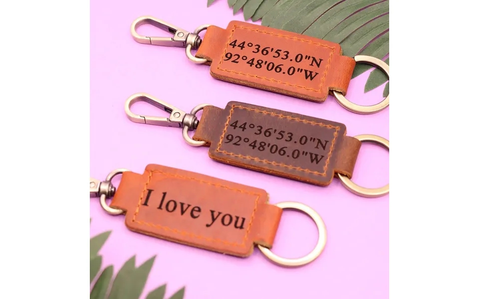 Set Of 3 Personalized Leather Keychain With Heavy Duty Ring & Clasp - Real Leather