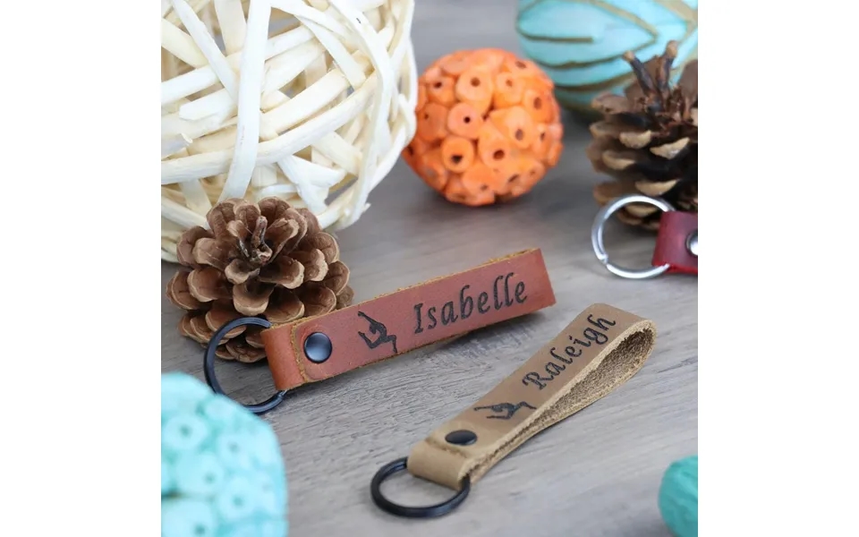 Slim Leather Gymnastic Keychain - Real Leather