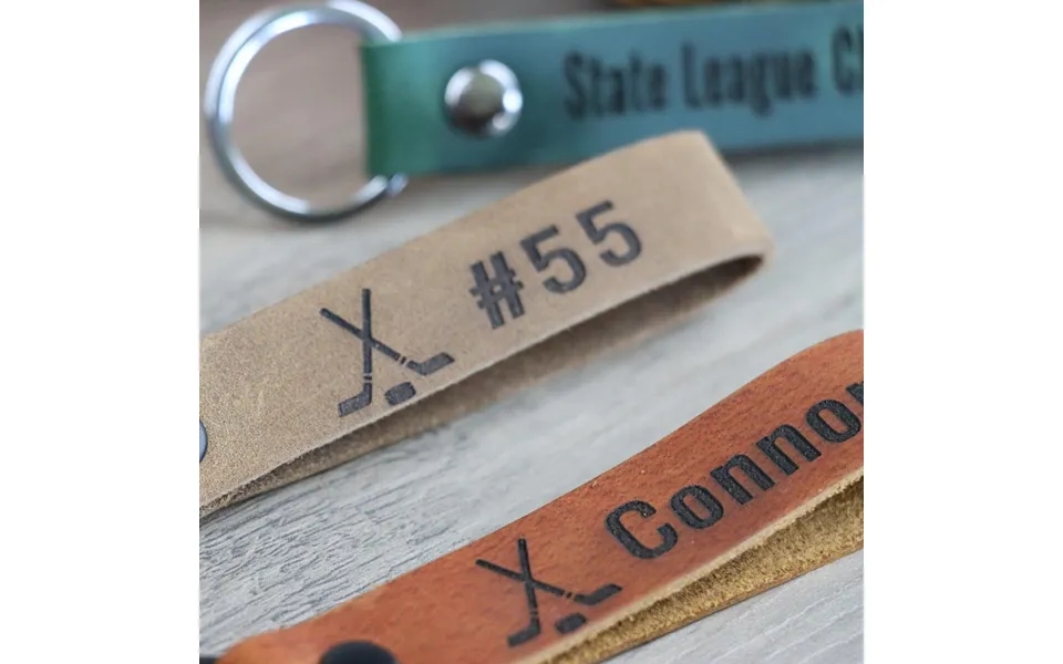Slim Leather Ice Hockey Keychain - Real Leather