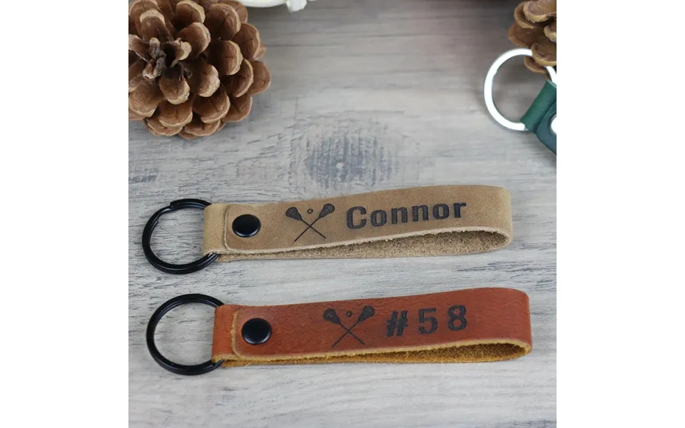 Slim Leather Lacrosse Keychain - Real Leather