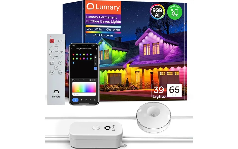 Lumary Rgbai Permanent Outdoor Lights - 50ft With 39 Led Lights 1 Pcs