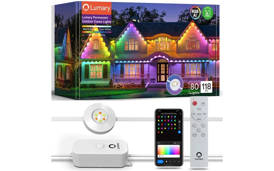 Lumary Rgbai Permanent Outdoor Lights Pro - 80 Led Light 100ft