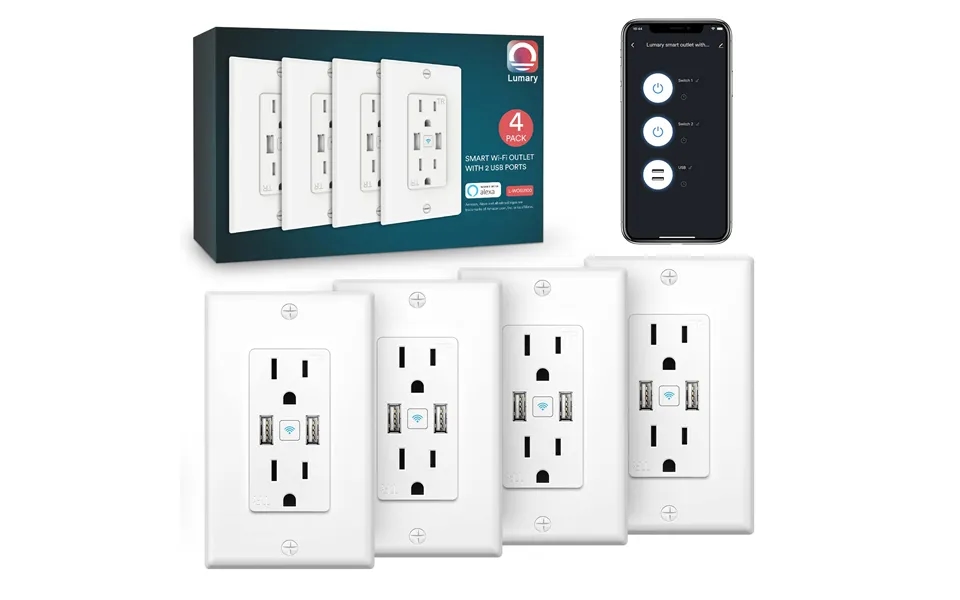 Lumary Smart Outlet Usb In Wall Wi-fi Socket 4pcs