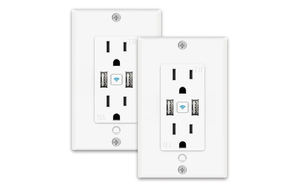 Lumary Smart Wi-fi Outlet Usb Fast Charger Smart Wall Socket 2pcs
