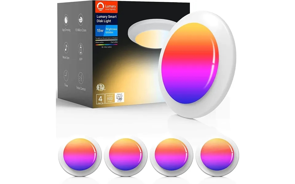 Lumary Wi-fi Smart Led Disk Ceiling Light 15w 5 6 Inch 4 Pcs Model A