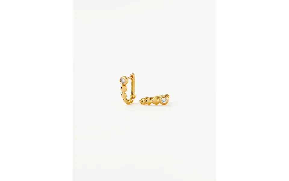 Beaded Stone Ovate Huggies 18k Gold Vermeil Cubic Zirconia