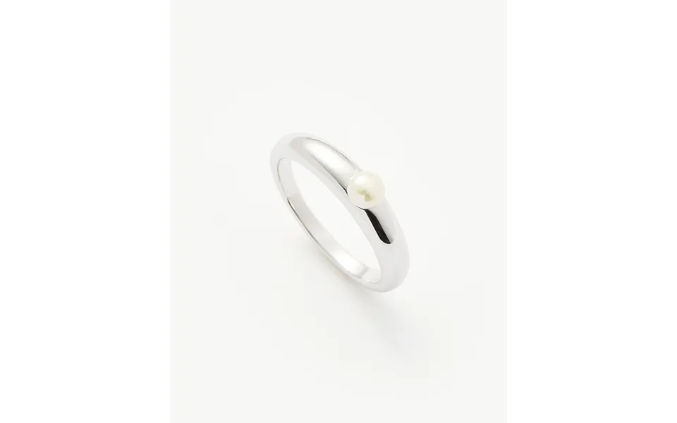 Button Pearl Classic Stacking Ring Sterling Silver Pearl